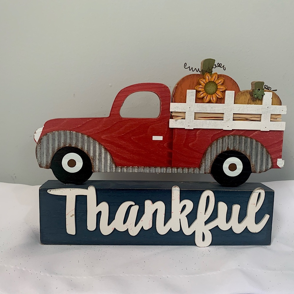 THANKFUL HARVEST TABLETOP WOOD SIGN